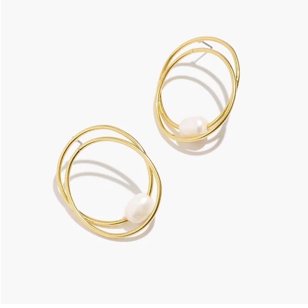 Madewell Freshwater Pearl Double Hoop Earrings
